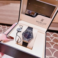 Hublot Geneve |Nữ Giới |Silver |Đính Đá Đen |Dây Silicone |Máy Pin (Máy Quartz) |Size 34mm