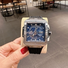 Hublot Square Bang Unico |Nam Giới |Mặt Vuông Xanh |Dây Silicone |Máy Pin (Máy Quartz) |Size 42x42mm
