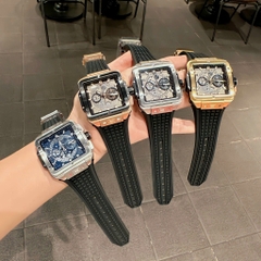 Hublot Square Bang Unico |Nam Giới |Mặt Vuông Xanh |Dây Silicone |Máy Pin (Máy Quartz) |Size 42x42mm