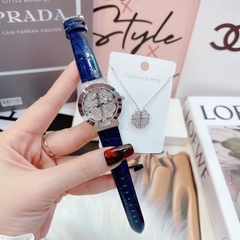 Melissa Cỏ 4 Lá |Nữ Giới |Đính Đá |Silver |Dây Da Xanh |Máy Pin (Quartz) |Size 32mm