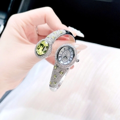 Melissa Đầu Rắn |Nữ Giới |Đính Đá Xanh Lá |Vòng Tay Silver |Máy Pin (Quartz) |Size 28mm
