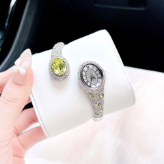 Melissa Đầu Rắn |Nữ Giới |Đính Đá Xanh Lá |Vòng Tay Silver |Máy Pin (Quartz) |Size 28mm