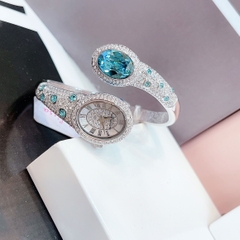 Melissa Đầu Rắn |Nữ Giới |Đính Đá Xanh Ngọc |Lắc Tay Silver |Máy Pin (Quartz) |Size 28mm