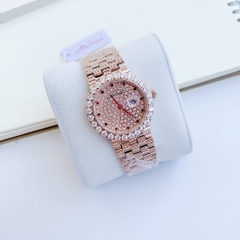 Melissa Mặt Tròn |Nữ Giới |Đính Đá Đỏ |Dây Kim Loại Rose Gold |Máy Pin (Quartz) |Size 32mm