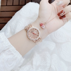 Melissa Mặt Tròn |Nữ Giới |Đính Đá Đỏ |Dây Kim Loại Rose Gold |Máy Pin (Quartz) |Size 32mm