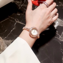 Melissa Mặt Họa Tiết |Nữ Giới |Rose Gold |Vòng Tay Đính Đá Pha Lê |Máy Pin (Quartz) |Size 33mm