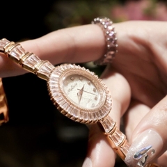 Melissa Mặt Họa Tiết |Nữ Giới |Rose Gold |Vòng Tay Đính Đá Pha Lê |Máy Pin (Quartz) |Size 33mm