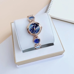 Melissa Mặt Tròn |Nữ Giới |Rose Gold |Lắc Tay Đính Đá Rơi Xanh Dương |Máy Pin (Quartz) |Size 28mm