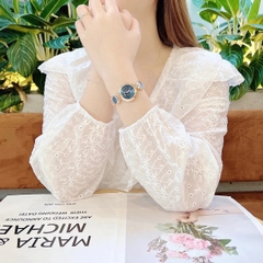 Melissa Mặt Tròn |Nữ Giới |Rose Gold |Lắc Tay Đính Đá Rơi Xanh Dương |Máy Pin (Quartz) |Size 28mm