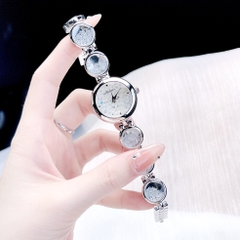 Melissa Mặt Tròn |Nữ Giới |Silver |Lắc Tay Đính Đá Rơi Màu Trắng |Máy Pin (Quartz) |Size 28mm