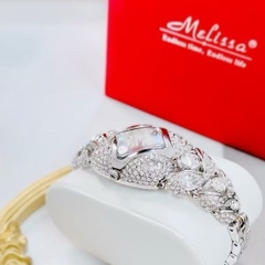 Melissa Mặt Vuông |Nữ Giới |Đính Đá |Lắc Tay Trắng Silver |Máy Pin (Quartz) |Size 38mm