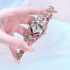 Melissa Mặt Vuông |Nữ Giới |Đính Đá Nhiều Màu |Lắc Tay Rose Gold |Máy Pin (Quartz) |Size 38mm