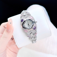 Melissa Mặt Vuông |Nữ Giới |Đính Đá Nhiều Màu |Lắc Tay Silver |Máy Pin (Quartz) |Size 38mm