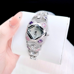 Melissa Mặt Vuông |Nữ Giới |Đính Đá Nhiều Màu |Lắc Tay Silver |Máy Pin (Quartz) |Size 38mm