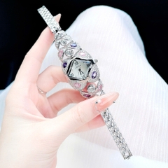 Melissa Mặt Vuông |Nữ Giới |Đính Đá Nhiều Màu |Lắc Tay Silver |Máy Pin (Quartz) |Size 38mm