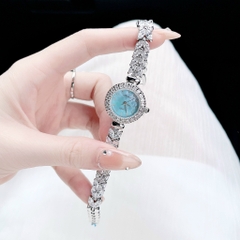 Melissa Mặt Xà Cừ Xanh |Nữ Giới |Silver |Lắc Tay Đính Pha Lê |Máy Pin (Quartz) |Size 26mm