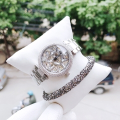 Melissa Mặt Xoay |Nữ Giới |Đính Pha Lê Trắng |Dây Kim Loại |Máy Pin (Quartz) |Size 35mm