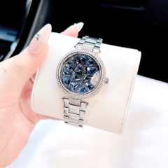 Melissa Mặt Xoay |Nữ Giới |Đính Pha Lê Xanh |Dây Kim Loại |Máy Pin (Quartz) |Size 35mm