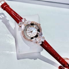 Melissa Hình Bướm |Nữ Giới |Pha Lê |Rose Gold |Dây Da Đỏ |Máy Pin (Quartz) |Size 30mm