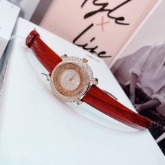 Melissa Rose Gold |Nữ Giới |Full Đá |Dây Da Đỏ |Máy Pin (Quartz) |Size 35mm