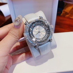 Melissa Silver |Nữ Giới |Full Đá |Dây Da Trắng |Máy Pin (Quartz) |Size 35mm