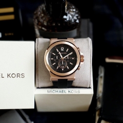 Michael Kors Dylan Chronograph |Nam Giới |Rose Gold |Dây Sillicone Đen |Máy Pin (Quartz) |Size 48mm