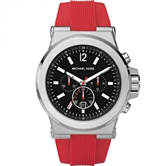 Michael Kors Dylan Chronograph |Nam Giới |Silver |Dây Sillicone Đỏ |Máy Pin (Quartz) |Size 48mm