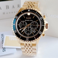 Michael Kors Bayville Chronograph |Nam Giới |Dây Kim Loại |Vàng Gold |Mặt Đen |Size Lớn 44mm
