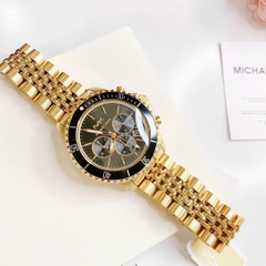 Michael Kors Bayville Chronograph |Nam Giới |Dây Kim Loại |Vàng Gold |Mặt Đen |Size Lớn 44mm