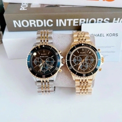 Michael Kors Bayville Chronograph |Nam Giới |Dây Kim Loại |Vàng Gold |Mặt Đen |Size Lớn 44mm