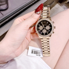 Michael Kors Berkley |Nữ Giới |Mặt Đen |Đính Đá |Dây Kim Loại Vàng Gold |Máy Pin (Quartz) |Size 40mm