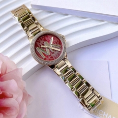 Michael Kors Calille |Nữ Giới |Vàng Gold |Mặt Đỏ MK |Dây Kim Loại |Máy Pin |Size Vừa 34mm