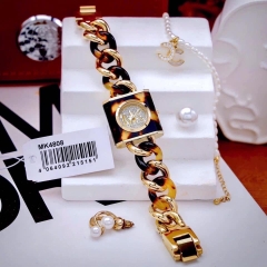 Michael Kors Chain Lock |Nữ Giới |Mặt Vuông |Dây Mắt Xích Mix Acetate Nâu |Máy Pin (Quartz) |Size 25mm