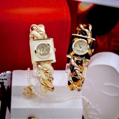 Michael Kors Chain Lock |Nữ Giới |Mặt Vuông |Dây Mắt Xích Mix Acetate Trắng |Máy Pin (Quartz) |Size 25mm