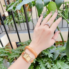 Michael Kors Empire |Nữ Giới |Mặt Chữ Nhật |Vàng Gold |Dây Da Nâu |Máy Pin |Size 28x34mm