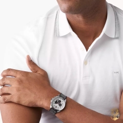 Michael Kors Brecken Chronograph |Nam Giới |Mặt Trắng |Dây Da Đen |Máy Pin (Quartz) |Size 45mm