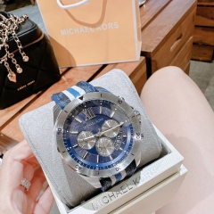 Michael Kors Brecken |Nam Giới |Chronograph |Dây Silicone Sọc Xanh |Máy Pin (Quartz) |Size 45mm