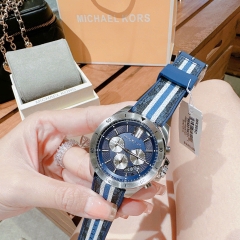Michael Kors Brecken |Nam Giới |Chronograph |Dây Silicone Sọc Xanh |Máy Pin (Quartz) |Size 45mm