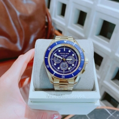 Micheal Kors Maritime |Nam Giới |Mặt Xanh Dương |Dây Kim Loại Vàng Gold |Máy Pin (Quartz) |Size 45mm