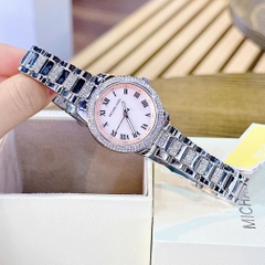 Micheal Kors Outlet Tibby |Nữ Giới |Mặt Màu Hồng |Dây Kim Loại Đính Đá |Máy Pin (Quartz) |Size 34mm