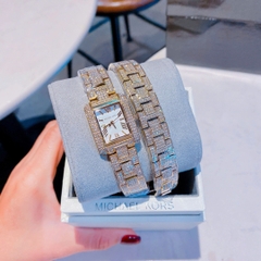 Micheal Kors Petite Emery |Nữ Giới |Mặt Chữ Nhật |Vòng Tay Full Đá Rose Gold |Máy Pin (Quartz) |Size 32mm