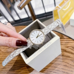 Micheal Kors Pyper |Nữ Giới |Vàng Gold |Dây Da Trắng Họa Tiết Logo |Máy Pin (Quartz) |Size 32mm