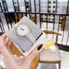 Micheal Kors Pyper |Nữ Giới |Vàng Gold |Dây Da Trắng Họa Tiết Logo |Máy Pin (Quartz) |Size 32mm