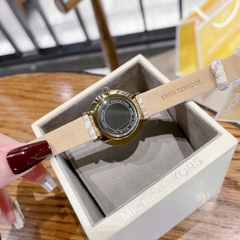 Micheal Kors Pyper |Nữ Giới |Vàng Gold |Dây Da Trắng Họa Tiết Logo |Máy Pin (Quartz) |Size 32mm