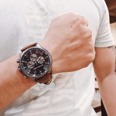 Michael Kors Gage Leather |Nam Giới |Mặt Đen |Dây Da Nâu |Máy Pin (Quartz) |Size Lớn 45mm