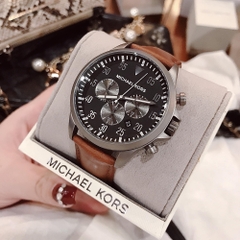 Michael Kors Gage Leather |Nam Giới |Mặt Đen |Dây Da Nâu |Máy Pin (Quartz) |Size Lớn 45mm
