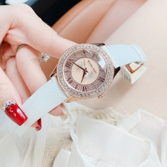 Michael Kors Harlowe |Nữ Giới |Đính Đá |Rose Gold |Dây Da Trắng |Máy Pin |Size Lớn 38mm
