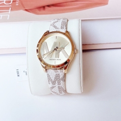 Michael Kors Jaycie |Nữ Giới |Mặt Tròn |Vàng Gold |Dây Da Trắng |Máy Pin |Size Vừa 34mm