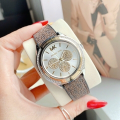 Michael Kors Jessa |Unisex |Demi Vàng |Dây Silicone Nâu Bọc Da |Máy Pin (Quartz) |Size 40mm