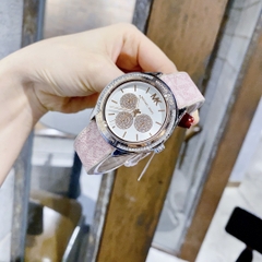 Michael Kors Jessa |Unisex |Silver |Dây Silicone Hồng Bọc Da |Máy Pin (Quartz) |Size 40mm